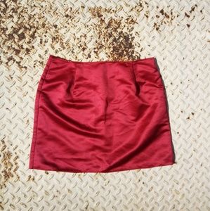 ➕Red Satin Mini Skirt Shiny Club XL